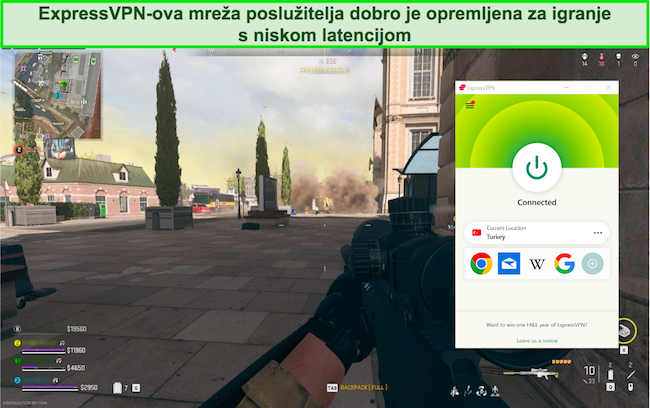 Igranje Call of Duty: Warzone dok ste povezani na turski ExpressVPN poslužitelj