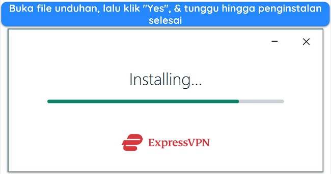 Tangkapan layar menunjukkan jendela instalasi ExpressVPN