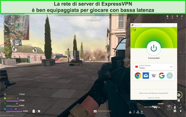 Giocare a Call of Duty: Warzone mentre sei connesso a un server Turkish ExpressVPN