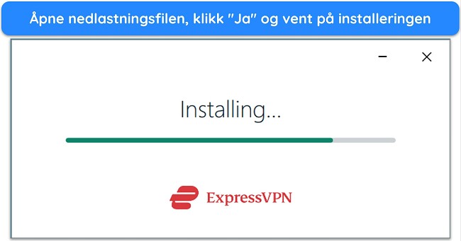 Skjermbilde som viser ExpressVPNs installasjonsvindu