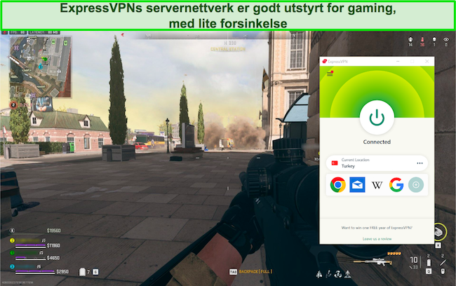 Spiller Call of Duty: Warzone mens du er koblet til en tyrkisk ExpressVPN-server