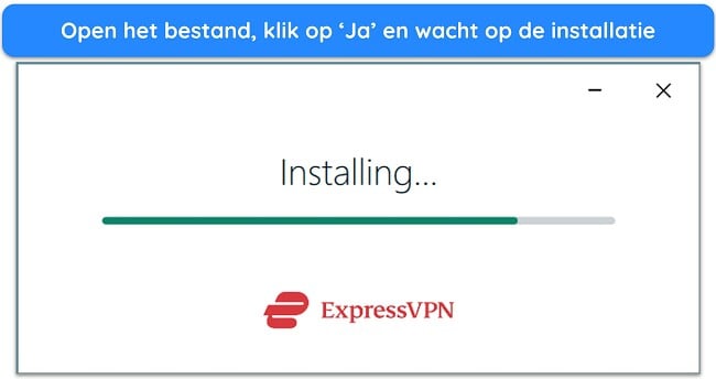 Schermafbeelding van het installatievenster van ExpressVPN