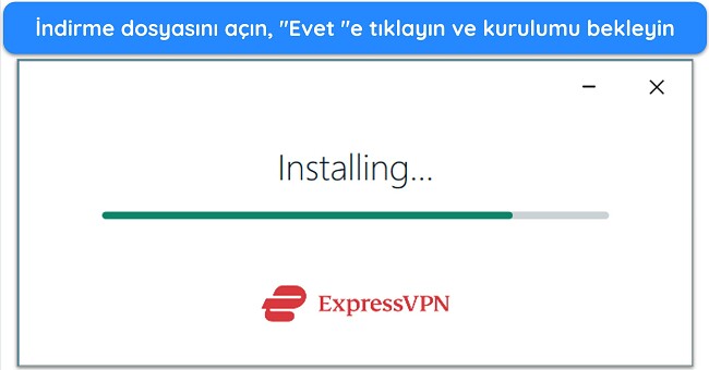 ExpressVPN kurulum penceresini gösteren ekran görüntüsü