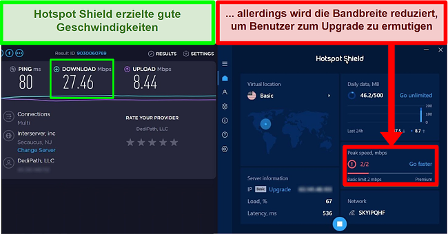 HotspotShield begrenzt die Geschwindigkeit, um Benutzer zum Abonnieren zu motivieren