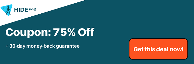 Hide Me VPN coupon for 75% off