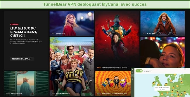 Image de TunnelBear VPN débloquant l'accès à MyCanal pour les utilisateurs français