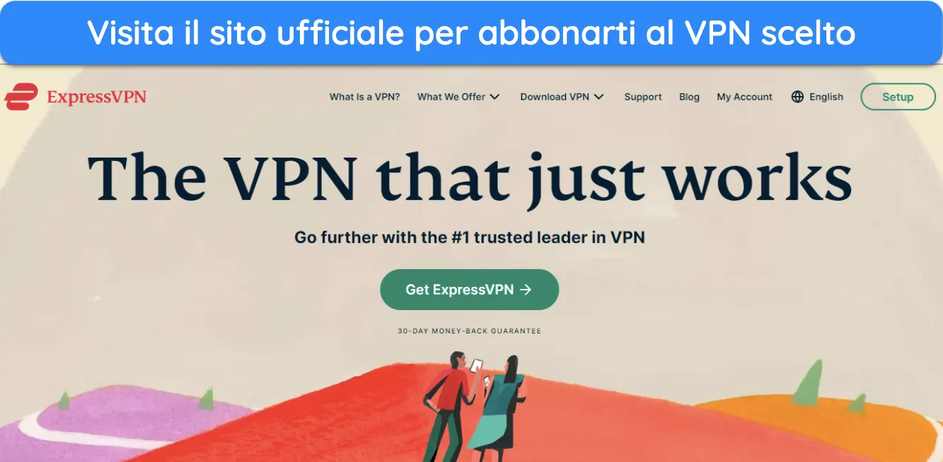 Screenshot della homepage del sito Web di ExpressVPN.