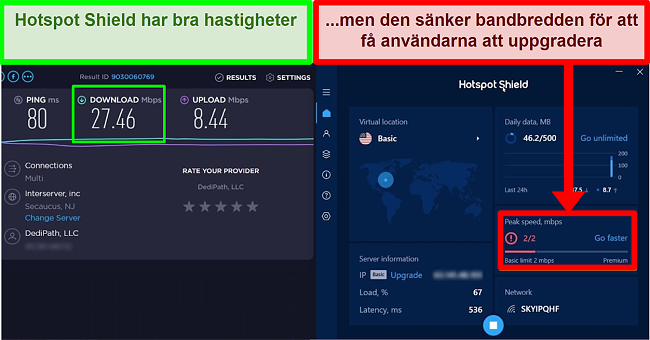 HotspotShield begränsar hastigheten för att motivera användare till abonnemang