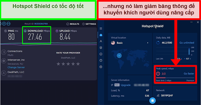 HotspotShield giới hạn tốc độ để thúc đẩy người dùng đăng ký