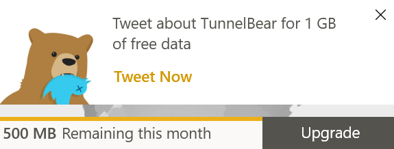 Get extra data by tweeting about TunnelBear
