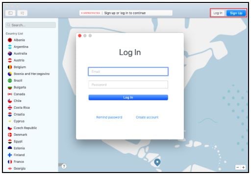 NordVPN Mac登录页面