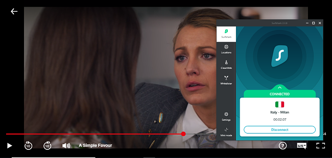 Tested Surfshark with Netflix italy