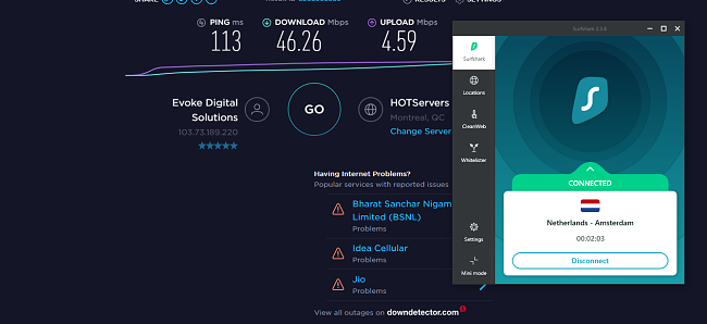 Surfshark Netherlands Speed Test