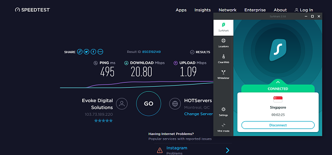 Surfshark Singapore Speed Test