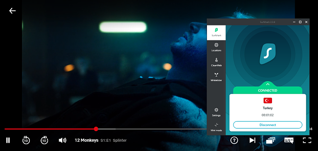 Testing Surfshark with Netflix Turkey