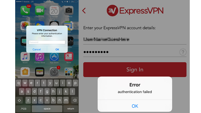 Screenshot of ExpressVPN and NordVPN on iOS