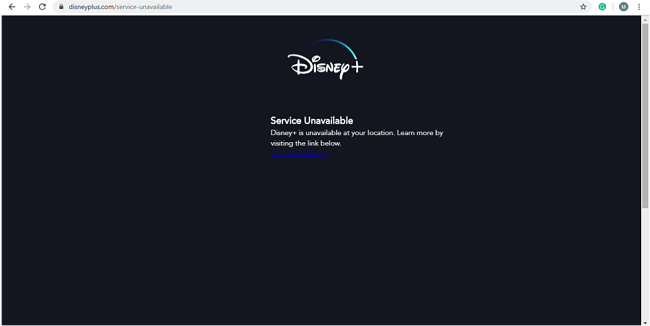 messaggio di errore servizio disney plus non disponibile