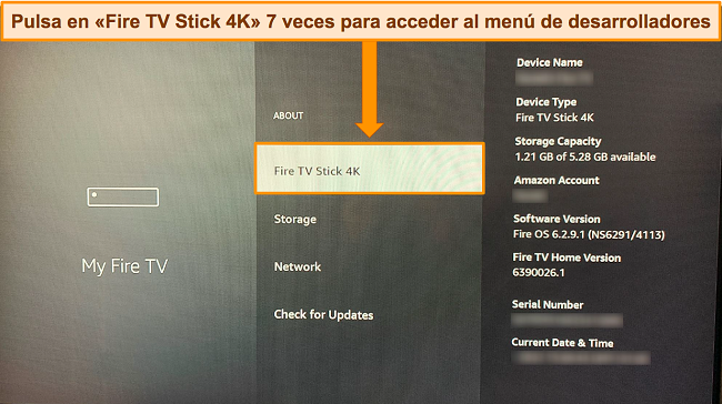 Captura de pantalla de Amazon Fire Stick 