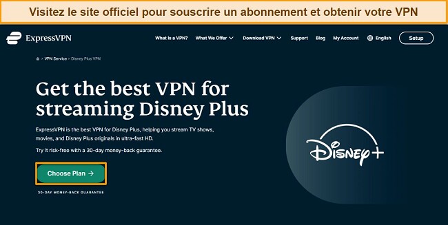 Guide étape par étape sur la façon de regarder Disney Plus avec un VPN. Visitez le site web d'ExpressVPN et inscrivez-vous à un plan