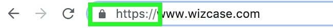 Screenshot of Address bar showing WizCase IP address with highlighted HTTPS protocol