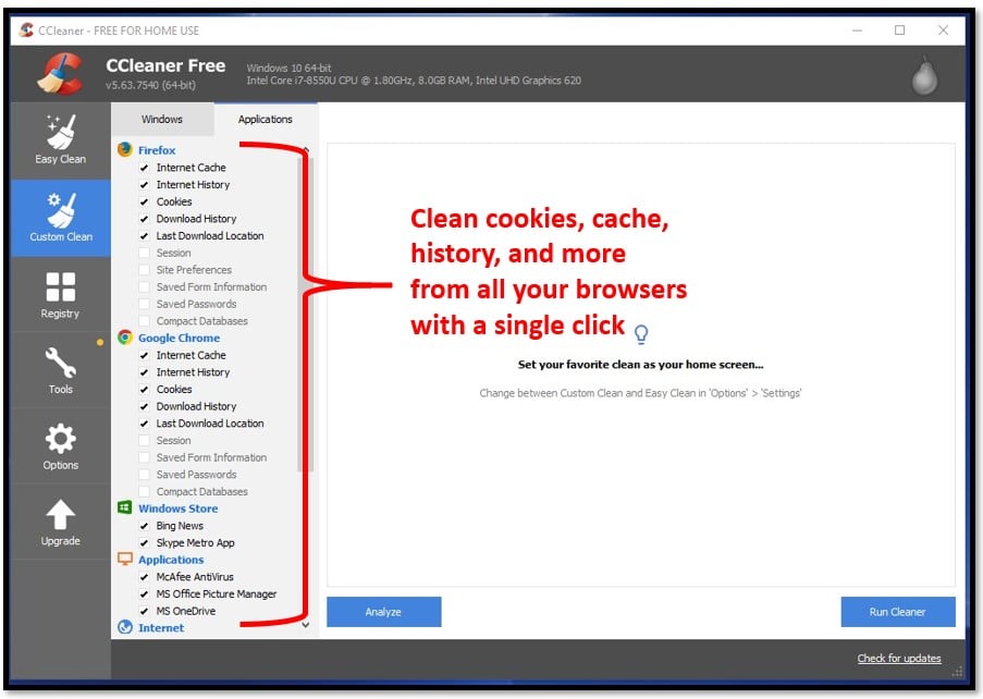 deos ccleaner clean chrome download