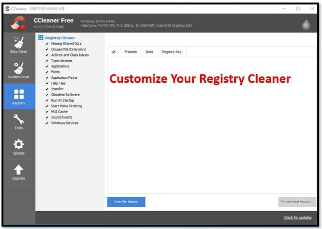 CCleaner Customize Your Registry 