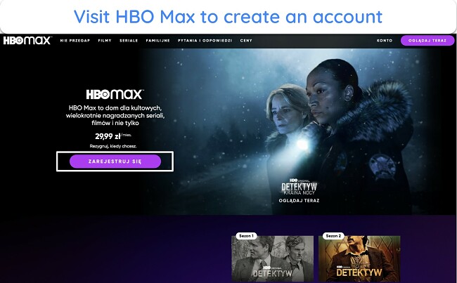 Screenshot of HBO Max homepage