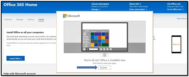 Office 365 is finished installing 