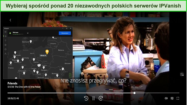 Zrzut ekranu z HBO Max Poland IPVanish streaming Friends