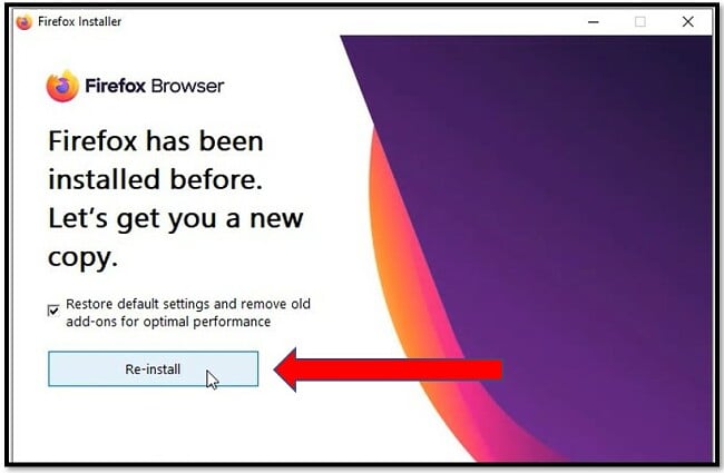 Reinstalling Firefox