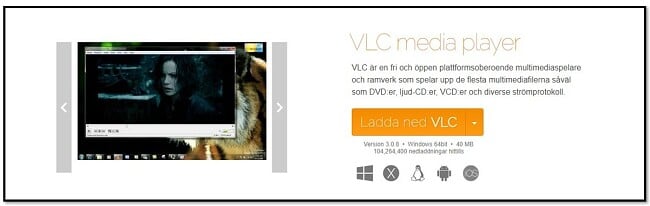 VLC officiell nedladdningssida