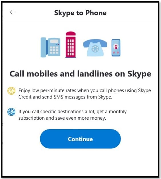 คุณสมบัติ Skype to Phone