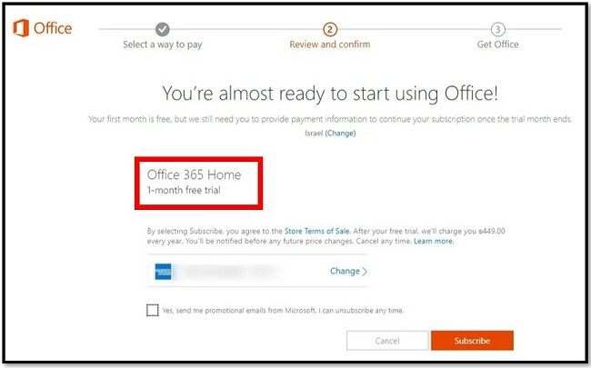 Завършете абонамента на Microsoft