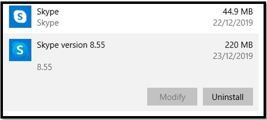 Деинсталирайте Skype