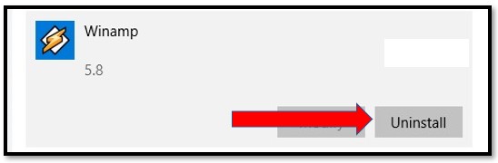 Uninstall Winamp from Windows