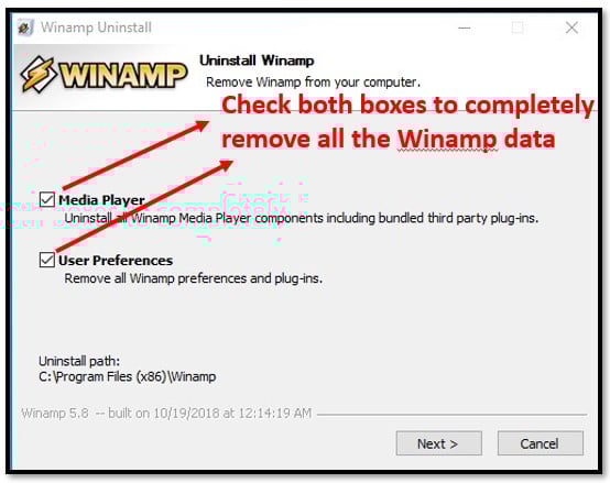 Uninstall Winamp Completely 