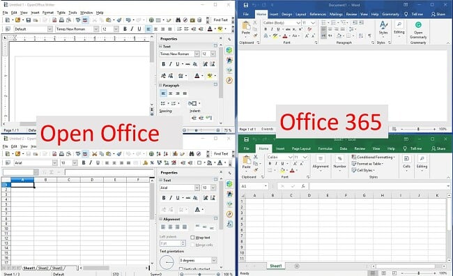 Comparing OpenOffice and Office365