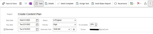 Create tasks with Outlook
