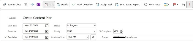 Create tasks with Outlook