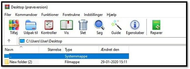 WinRAR Startskærm