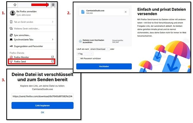 Verwendung von Firefox Send