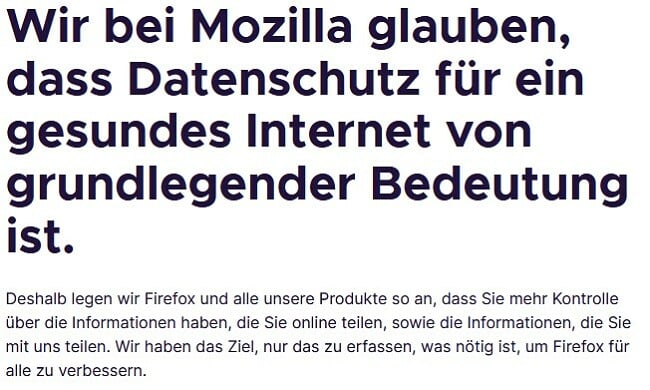 Firefox-Datenschutzerklärung