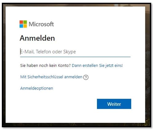 Microsoft-Anmeldeseite