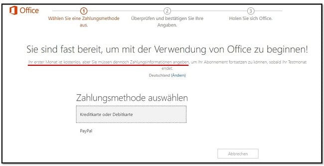 Der erste Monat von Office 365 ist kostenlos