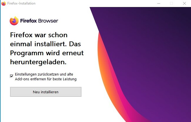 Firefox neu installieren