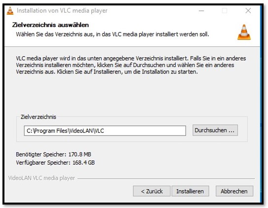 VLC-Installationsort
