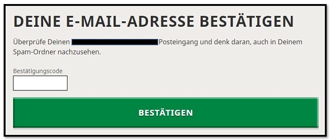 E-Mail-Bestätigung des Mojang-Kontos