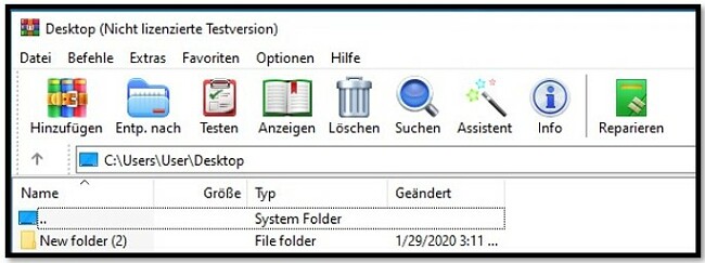 WinRAR-Startbildschirm