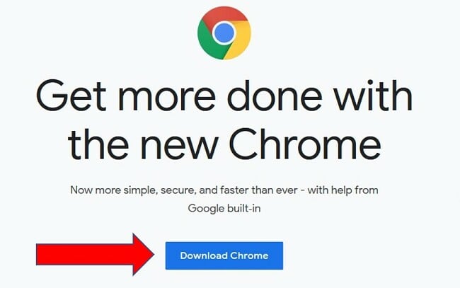 Страницата за изтегляне на Google Chrome