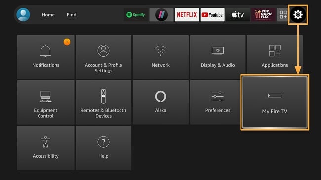 Screenshot of Amazon Fire TV Stick settings